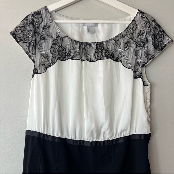 H&M Black and White Lace Details Sheath Workwear Zip Side Dress 12 - Picture 8 of 13